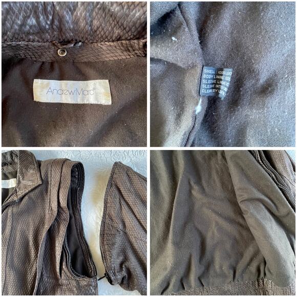 🔥Vintage Andrew Marc 100% Leather Snake Skin Pattern jacket Vest Bomber Grunge - Picture 13 of 16